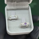 Par de Alianças 3mm em Prata 950 com Anel Solitário - Colômbia