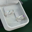 Par de Alianças 3mm em Prata 950 com Anel Solitário - Colômbia