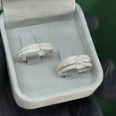 Par de Alianças 4mm em Prata 950 com Anel Solitário Cravejado - Aurion