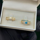 Par de Alianças 4mm Banhada a Ouro 18k com Anel Solitário - Boston