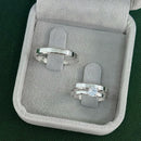 (Pronta Entrega) Par de Alianças 3mm em Prata 950 com Anel Solitário - Sirius