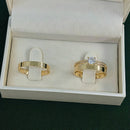 Par de Alianças 3mm Banhada a Ouro 18k com Anel Solitário Cravejado - Aryel