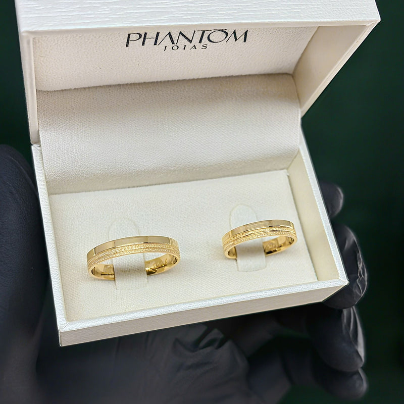 Par de Alianças 4mm Banhado a Ouro 18k - Brysen