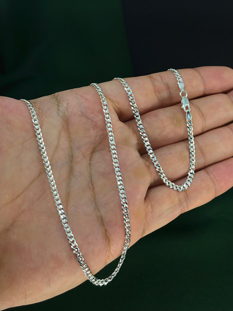 Corrente 1x1 3,2mm 70cm em Prata Italiana 925