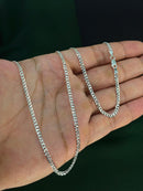 Corrente 1x1 3,2mm 60cm em Prata Italiana 925