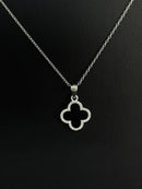 Colar Cadeado 45cm com Pingente Trevo em Prata Italiana 925