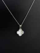 Colar Cadeado 45cm com Pingente Trevo em Prata Italiana 925