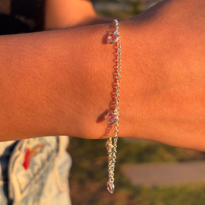 Pulseira Pingos de Luz Coração (Rosa Claro)