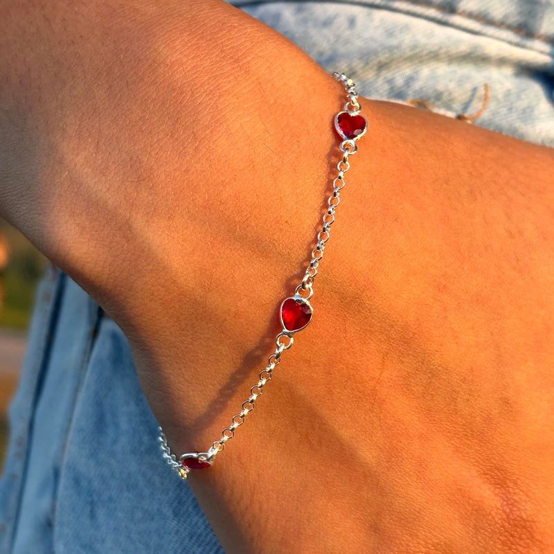 Pulseira Pontos de Luz Coração (Vermelho)