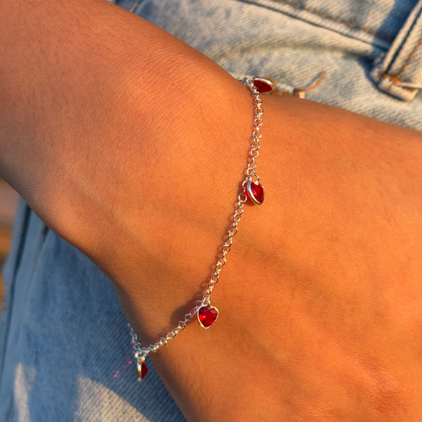 Pulseira Pontos de Luz Coração (Vermelho)