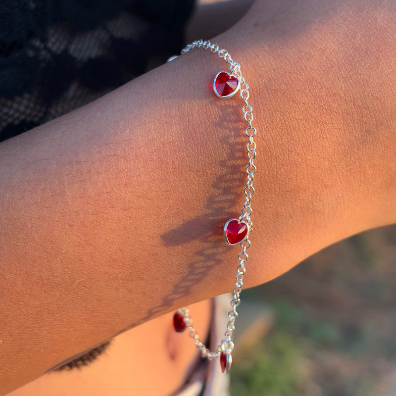 Pulseira Pontos de Luz Coração (Vermelho)