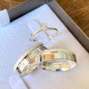 Par de Alianças 5mm de Prata 950 com Anel Solitário - Valentina