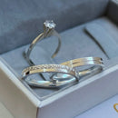 Par de Alianças 2mm em Prata 950 com Anel Solitário - Astra