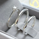 Par de Alianças 2mm de Prata 950 com Anel Solitário - Primavera