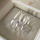 Par de Alianças 2mm de Prata 950 com Anel Solitário - Primavera