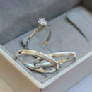 Par de Alianças 2mm de Prata 950 com Anel Solitário - Marea