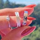 Par de Alianças 4mm em prata 950 com Anel Solitário - Zig Zag