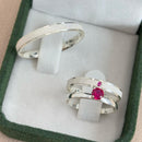 Par de Alianças 3mm de Prata 950 com Anel Solitário - Amélia