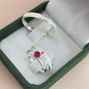 Par de Alianças 3mm de Prata 950 com Anel Solitário - Amélia