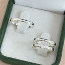 Par de Alianças 2mm em Prata 950 com Anel Solitário - Imperia