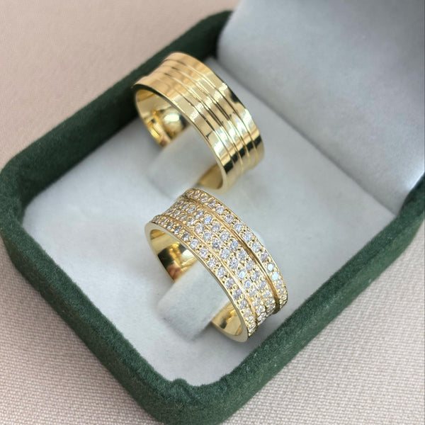 Par de Alianças 10mm Banhado a Ouro 18k - Imperium
