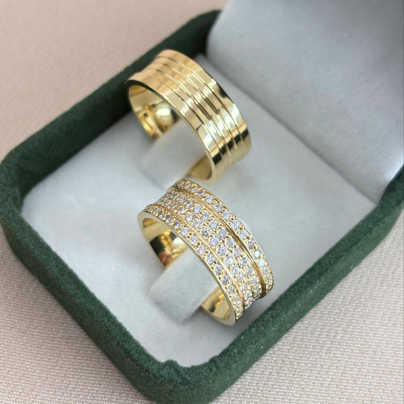 Par de Alianças 10mm Banhado a Ouro 18k - Imperium
