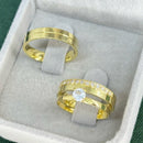 Par de Alianças 4mm Banhado a Ouro 18k com Anel Solitário - Olinne