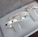 Par de Alianças 4mm em Prata 950 com Anel Solitário - Boston II