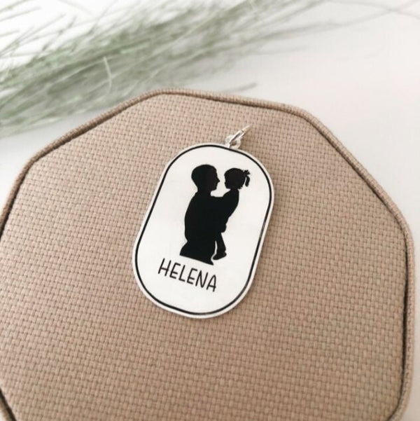 Pingente Pai e Filha Personalizável em Prata 925