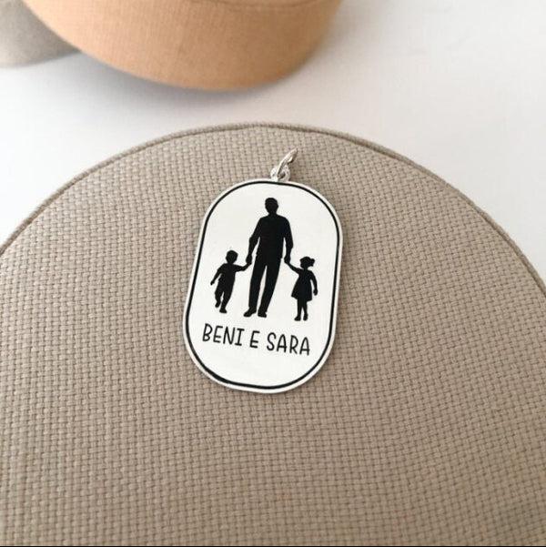 Pingente Pai e Filhos Personalizável em Prata 925